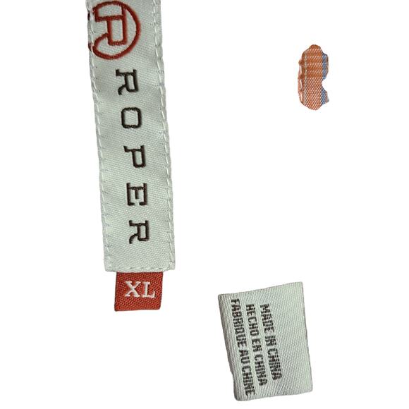 Roper sustainable cotton gray orange tangerine silver plaid Western shirt XL - Picture 3 of 5